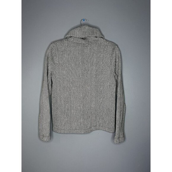 J. Crew Funnel Neck Sweater Size M Herringbone Black White Soft Old Money Preppy - Picture 11 of 13